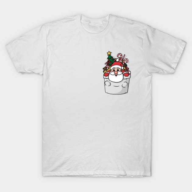 Cute Pocket Santa T-Shirt by Beka